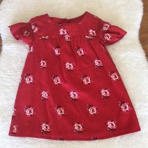 Toddler Girls Red Floral Cotton Dress